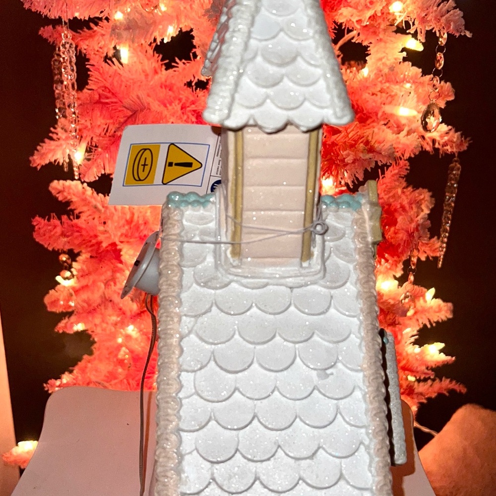 Raz Imports Pink pastel church Gingerbread sugar castle 15” lights up Victorian - Picture 3 of 10